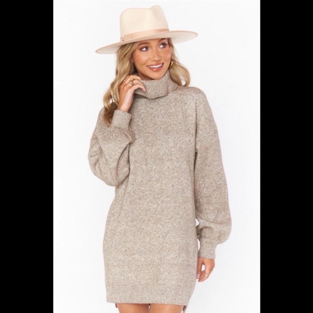 Show Me Your Mumu > Chester Turtleneck Sweater Dress Oatmeal Knit Extra Small